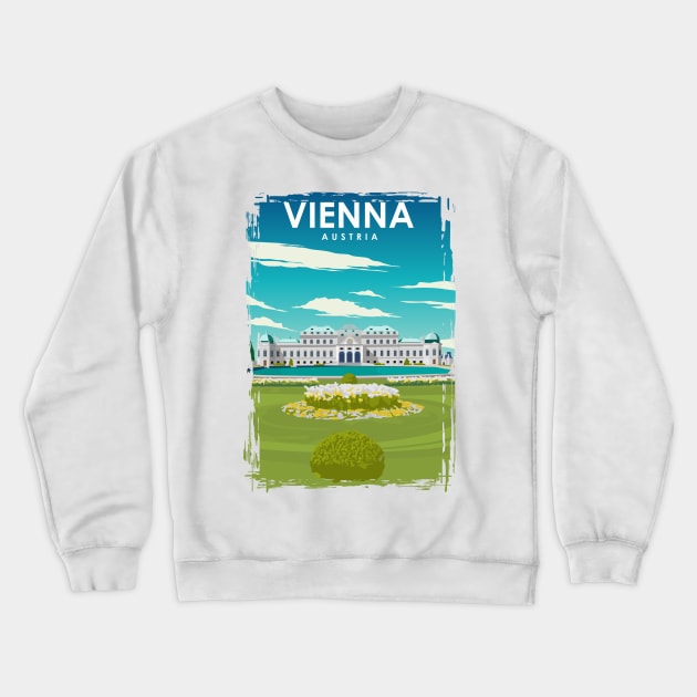 Vienna Austria Vintage Minimal Retro Travel Poster Crewneck Sweatshirt by jornvanhezik